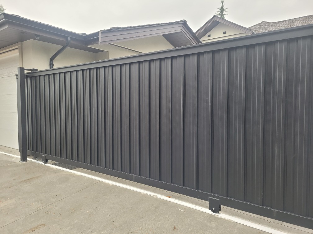aluminum panel driveway gate sliding black