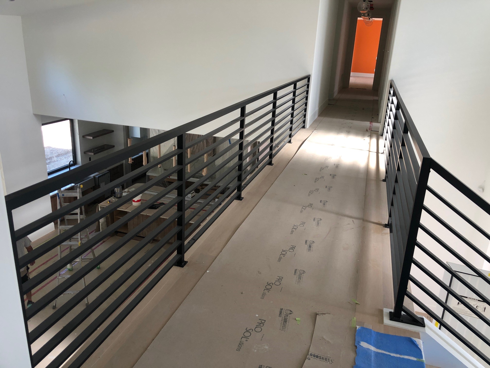 black interior railing horizontal picket modern
