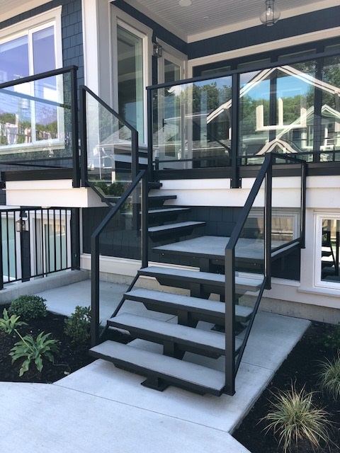 outdoor floating stair stringer aluminum with concrete